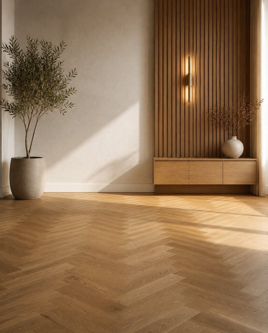 Parchet în model herringbone montat profesionist